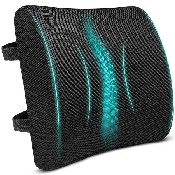 HALF_LUMBAR_BACK_REST_PILLOW-_Black_Mesh_Fabric_Premium_Pillow_For_Comfort
