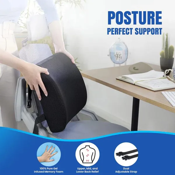 HALF_LUMBAR_BACK_REST_PILLOW-_Black_Mesh_Fabric_Premium_Pillow_For_Comfort