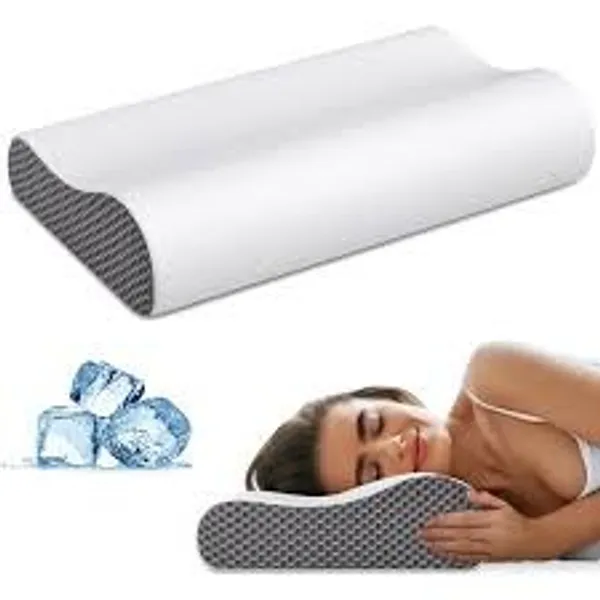 CONTOUR_PILLOW_-_White_Knitted_Fabric_And_Gel_Memory_Foam_Premium_Pillow_For_Sleep_And_Comfort