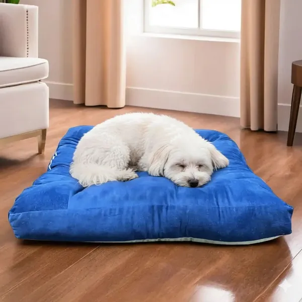 PET_PILLOW-_Grey_And_Blue_Velvet_Fabric_Premium_Pillow_For_Sleep_And_Comfort