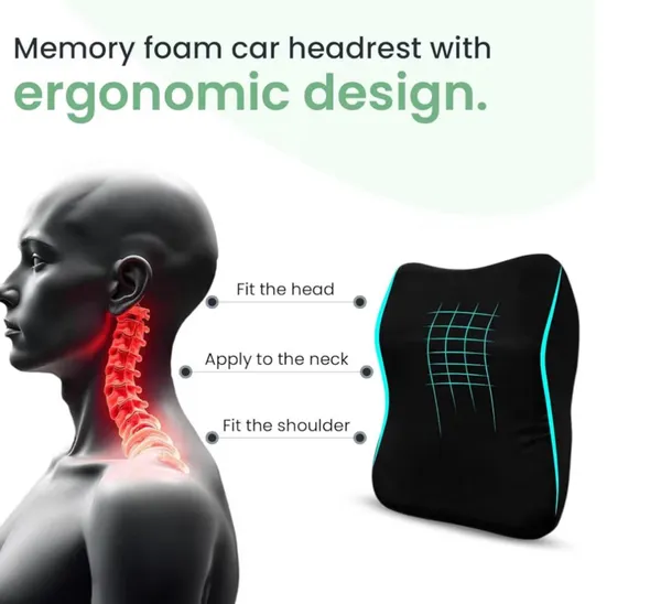 CAR_NECK_REST_PILLOW-_Black_And_Grey_Mesh_Fabric_GEL_Memory_Foam_Premium_Pillow_For_Comfort
