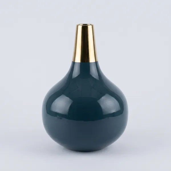 10114_Blue_Round_Metal_Big_Vase