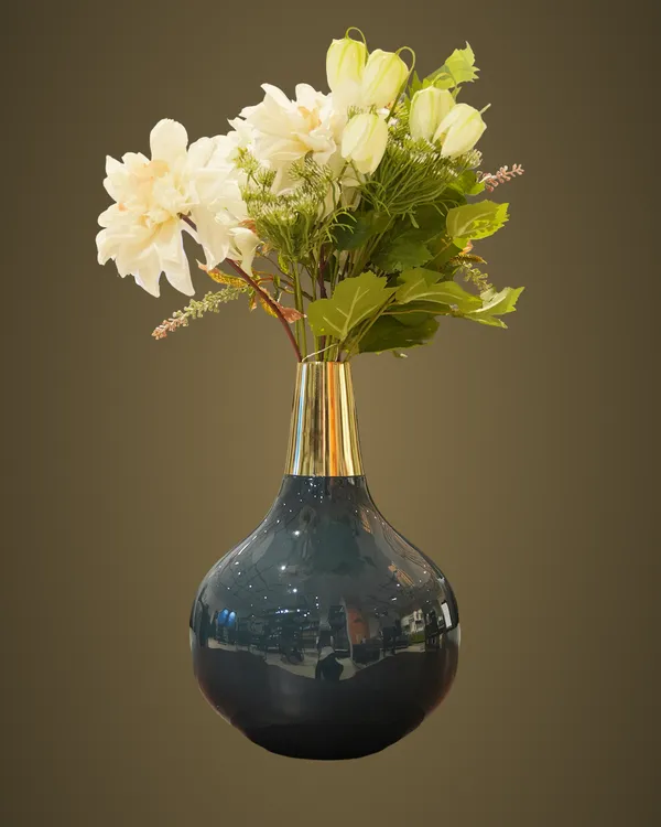 10115_Blue_Round_Metal_Small_Vase