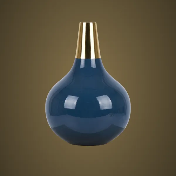 10115_Blue_Round_Metal_Small_Vase