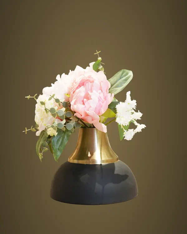 10117_Black/Gold_Metal_Vase_Small