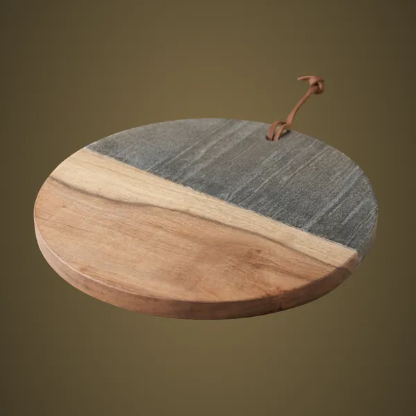 CB03_Black_Marble_&_Wood_Chopping_Board_w/brass_inlay_10x10"