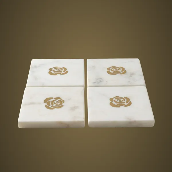 CS112_White_Marble_Coasters_w/brass_inlay_S/4