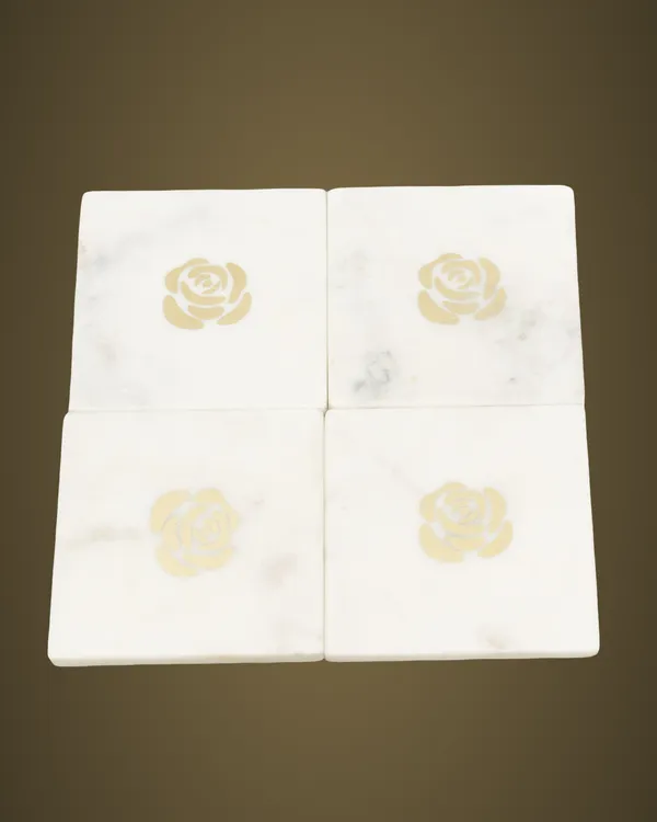 CS112_White_Marble_Coasters_w/brass_inlay_S/4