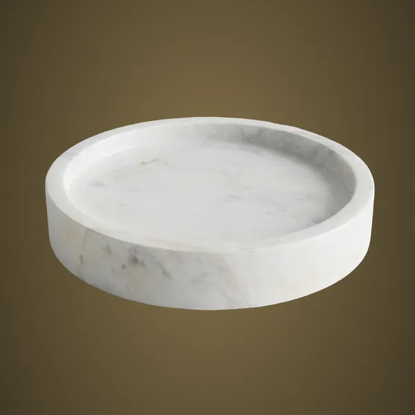 TR18_White_Marble_Round_Tray_8x8x1.50”