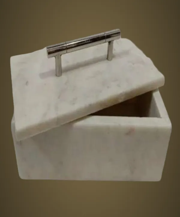 BX84_White_Marble_Box_w/metal_Lid_6x4x3”