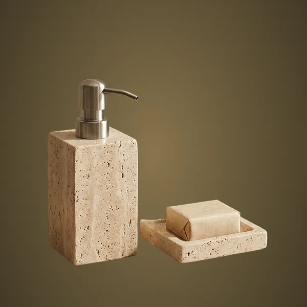 BS391-92-93_Travertine_Marble_Lotion_Pump_Bathset