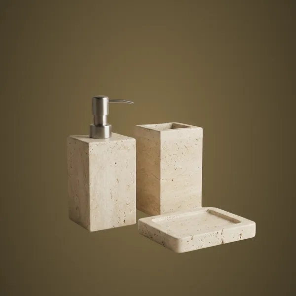 BS391-92-93_Travertine_Marble_Lotion_Pump_Bathset