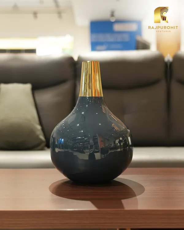 10114_Blue_Round_Metal_Big_Vase