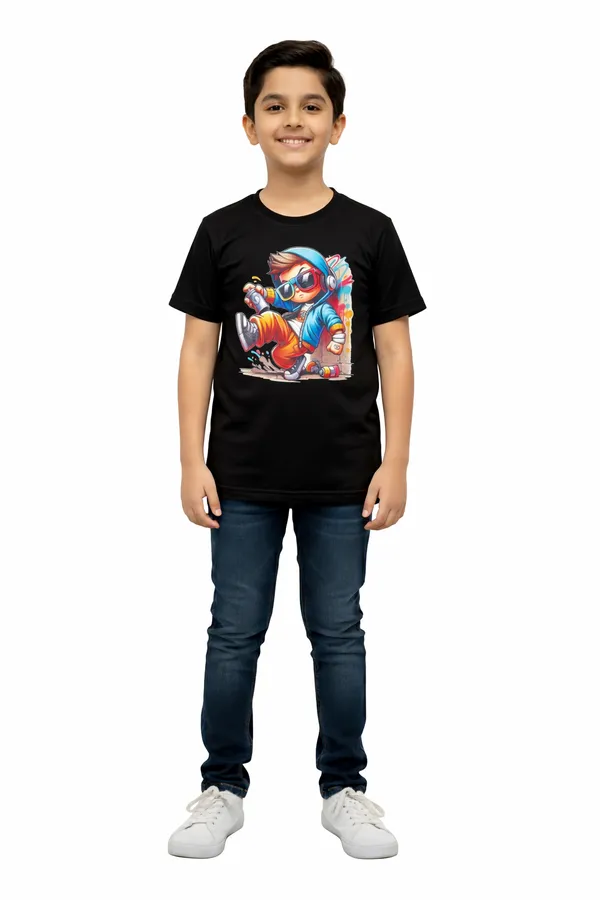 Black_100%_Cotton_Graphic_Dtf_Print_T_Shirt_For_Boys
