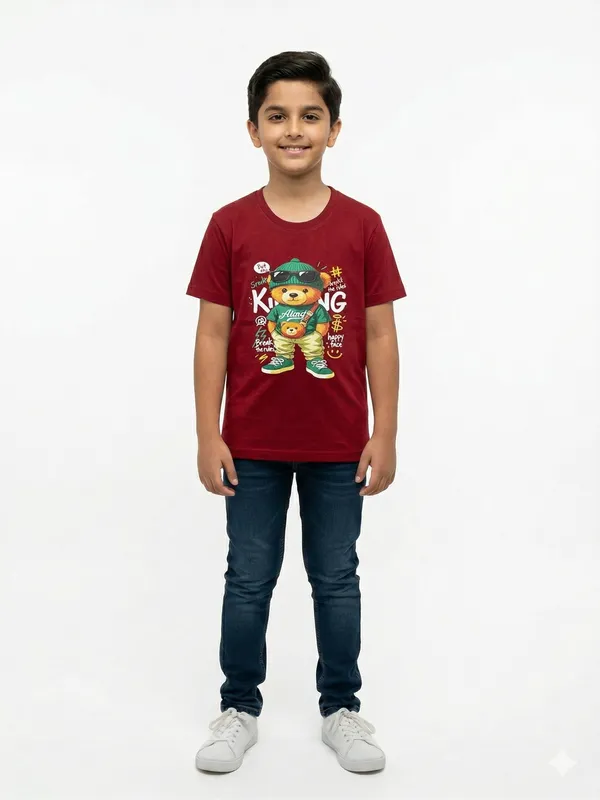 Maroon_100%_Cotton_Graphic_Dtf_Print_T_Shirt_For_Boys
