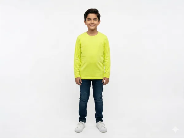 Neon_Green_Yellow_100%_Cotton_Full_Sleeve_T_Shirt_For_Boys