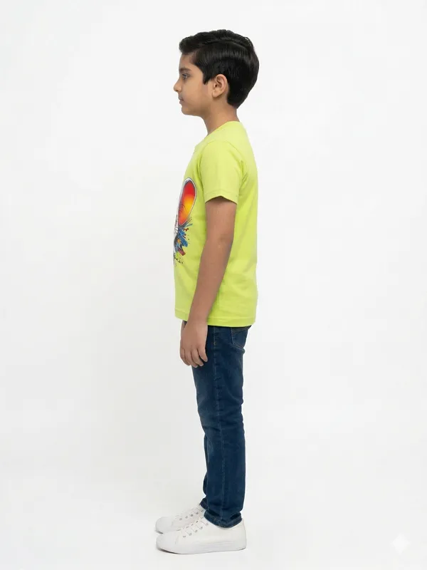 Neon_Green_Cotton_Graphic_Dtf__Print_T_Shirt_For_Boys