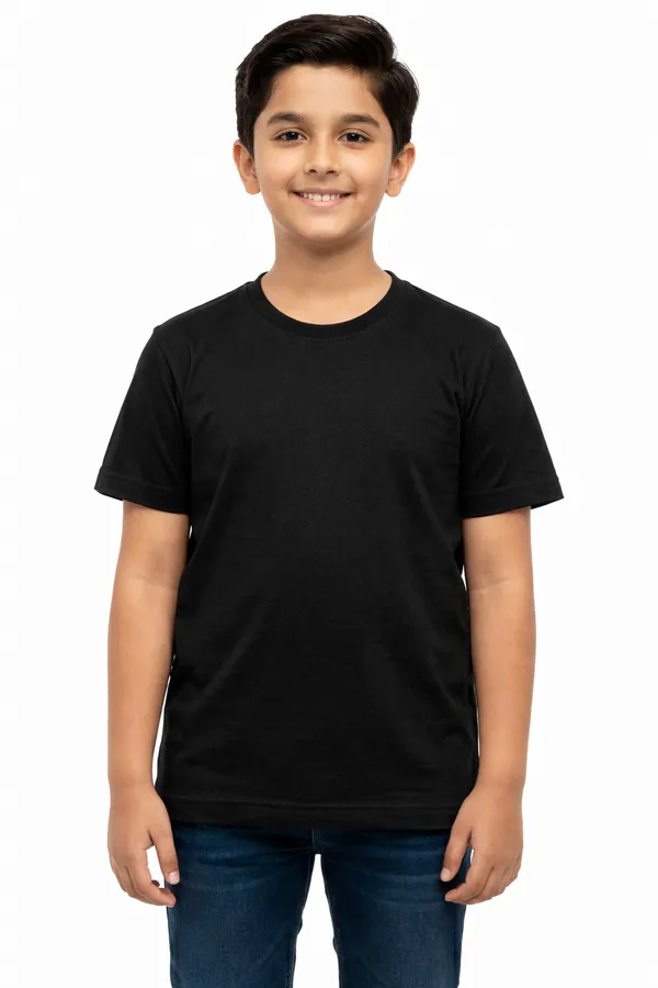 Black_Cotton_Round_Neck_Half_Sleeve_Plain_T_Shirt_For_Boys
