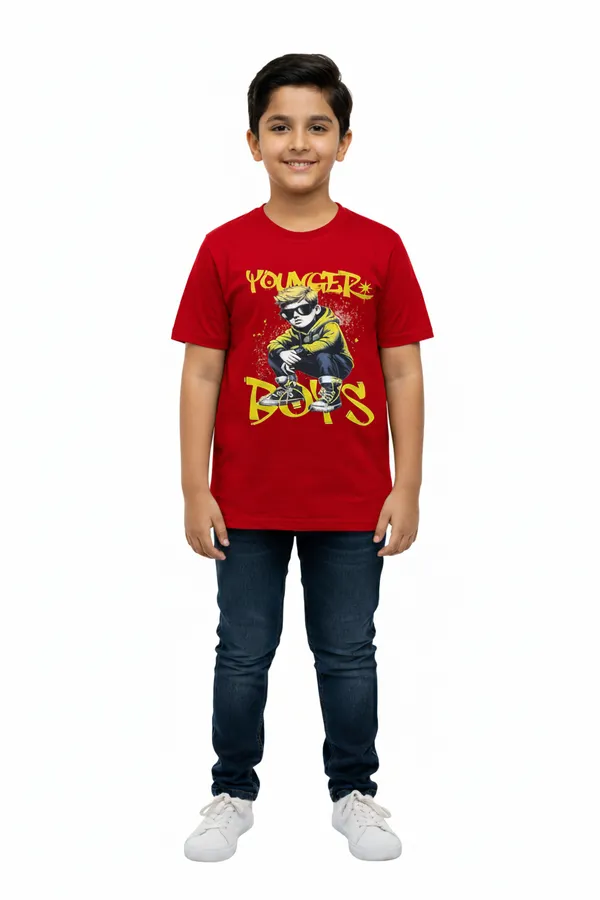 T-Shirt_Maroon_Cotton_Graphic_Dtf_Print_Crew_Neck__For_Boys