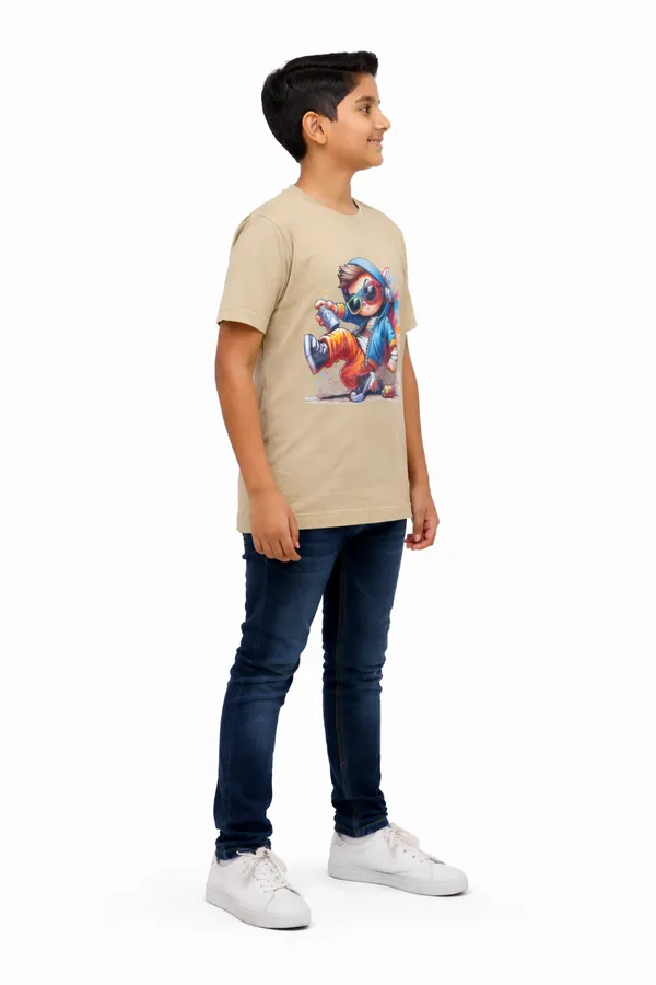 Beige_100%_Cotton_Graphic_Dtf_Print_T_Shirt_For_Boys