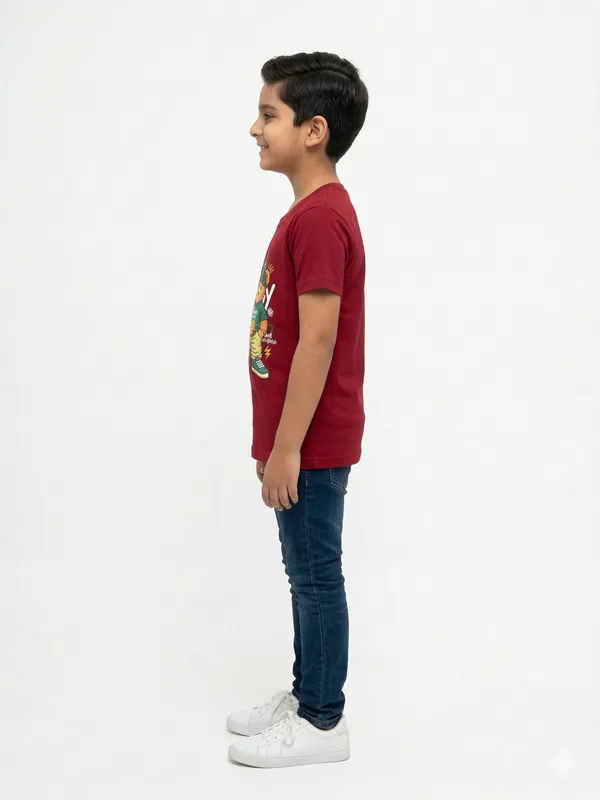 Maroon_100%_Cotton_Graphic_Dtf_Print_T_Shirt_For_Boys