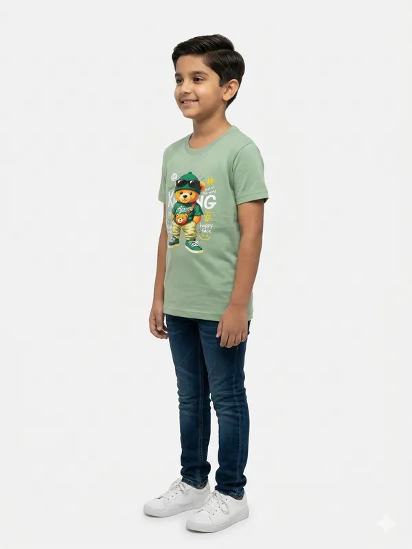 Light_Green_Cotton_Teddy_Bear_Graphic_Dtf_Print_T_Shirt_For_Boys