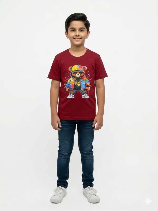 Maroon_100%_Cotton_Graphic_Dtf_Print_T_Shirt_For_Boys