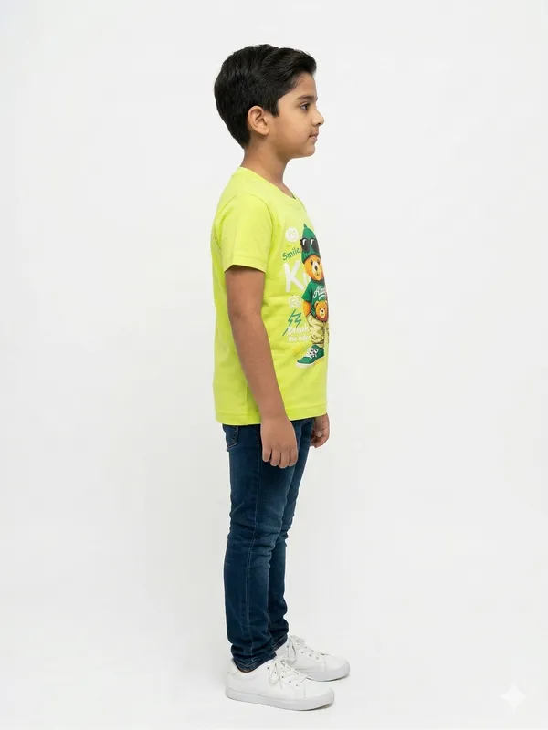 Neon_Green_Cotton_Graphic_Print_Bear_Design_T_Shirt_For_Boys