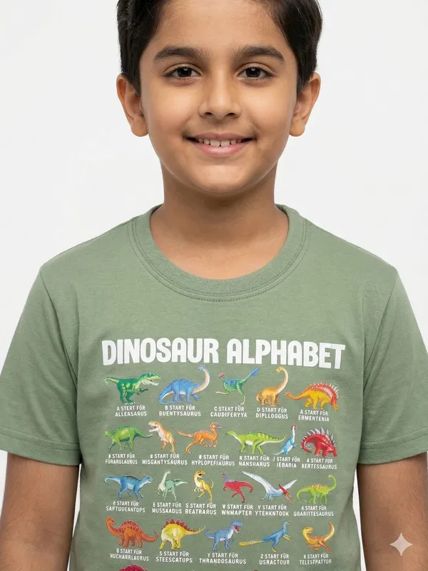 Light_Green_100%_Cotton_Dinosaur_Alphabet_Graphic_Dtf_PrintT_Shirt_For_Boys