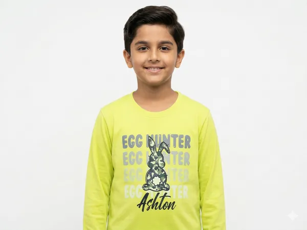 Neon_Green_Yellow_Cotton_Egg_Hunter_Graphic_Full_Sleeve_T_Shirt_For_Boys
