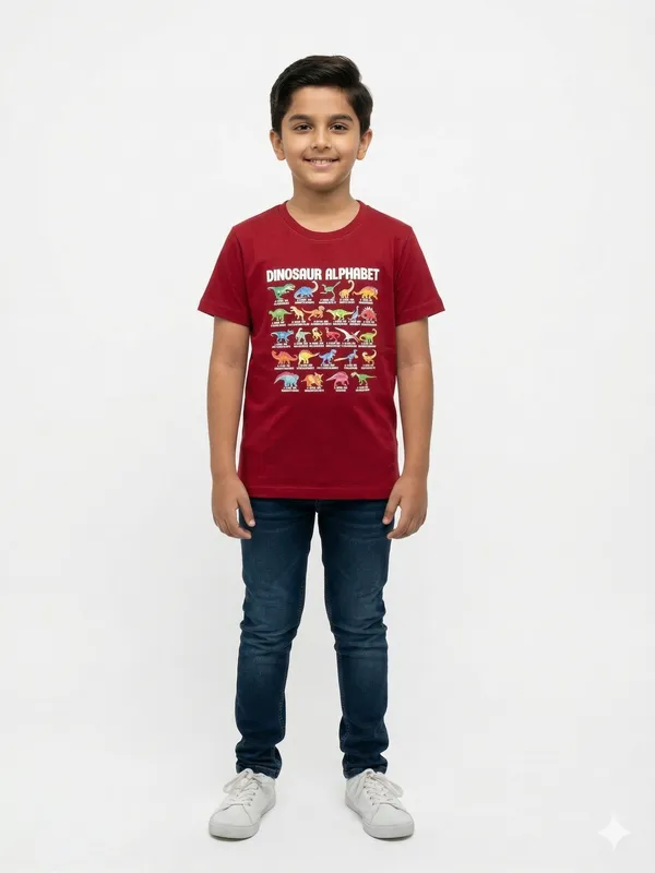 Maroon_100%_Cotton_Graphic_Dtf_Print_T_Shirt_For_Boys