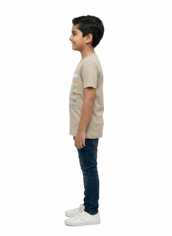 Beige_100%_Cotton_Graphic_Dtf_Print_Dinosaur_Alphabet_T_Shirt_For_Boys