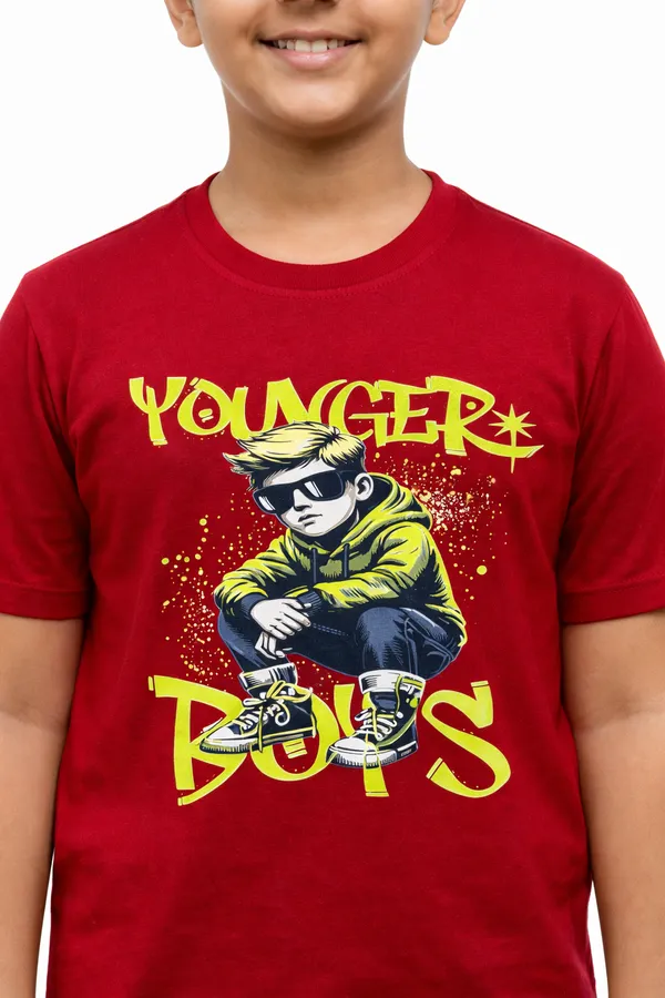 T-Shirt_Maroon_Cotton_Graphic_Dtf_Print_Crew_Neck__For_Boys