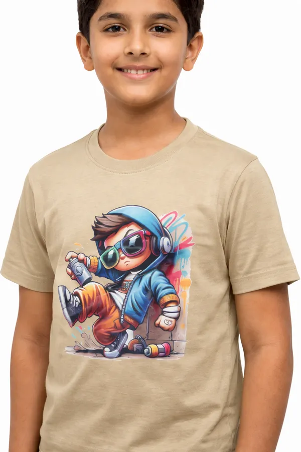 Beige_100%_Cotton_Graphic_Dtf_Print_T_Shirt_For_Boys