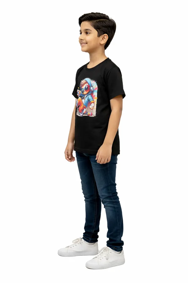 Black_100%_Cotton_Graphic_Dtf_Print_T_Shirt_For_Boys