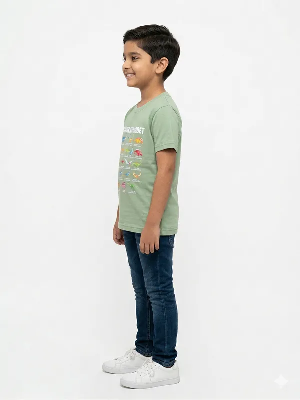 Light_Green_100%_Cotton_Dinosaur_Alphabet_Graphic_Dtf_PrintT_Shirt_For_Boys