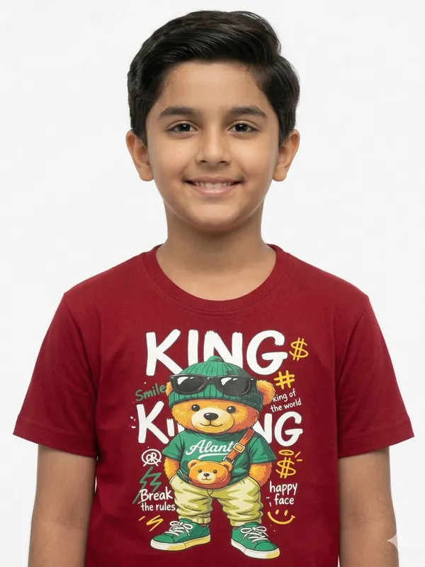 Maroon_100%_Cotton_Graphic_Dtf_Print_T_Shirt_For_Boys