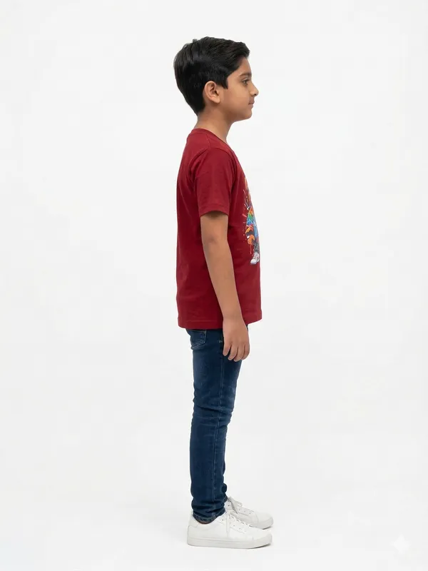 Maroon_100%_Cotton_Graphic_Dtf_Print_T_Shirt_For_Boys