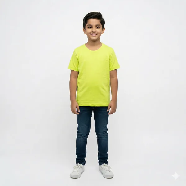 Neon_Green_Cotton_T_Shirt_Plain_For_Boys