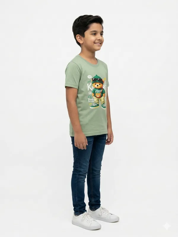 Light_Green_Cotton_Teddy_Bear_Graphic_Dtf_Print_T_Shirt_For_Boys