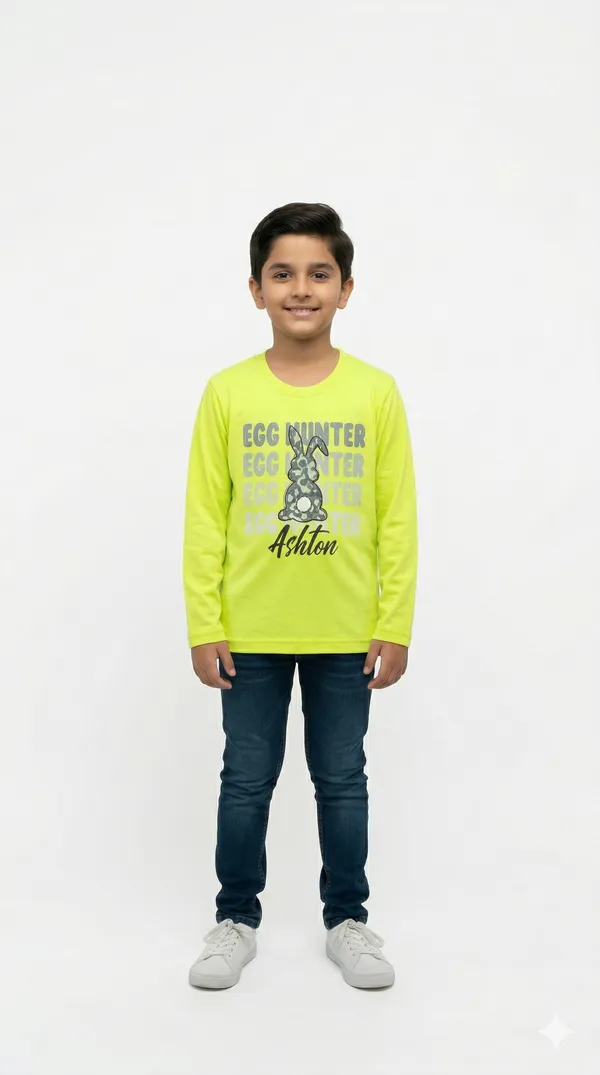 Neon_Green_Yellow_Cotton_Egg_Hunter_Graphic_Full_Sleeve_T_Shirt_For_Boys