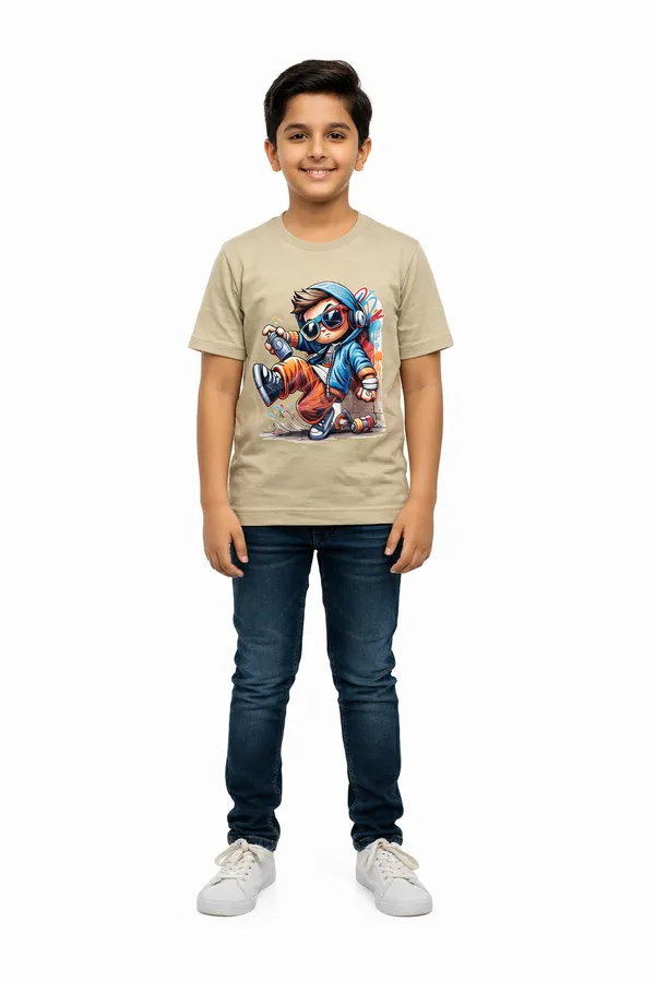 Beige_100%_Cotton_Graphic_Dtf_Print_T_Shirt_For_Boys
