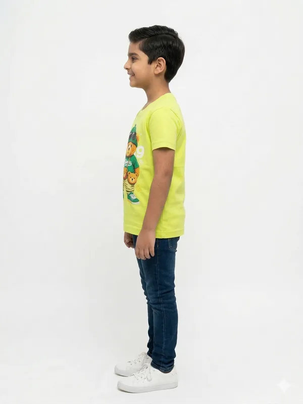 Neon_Green_Cotton_Graphic_Print_Bear_Design_T_Shirt_For_Boys