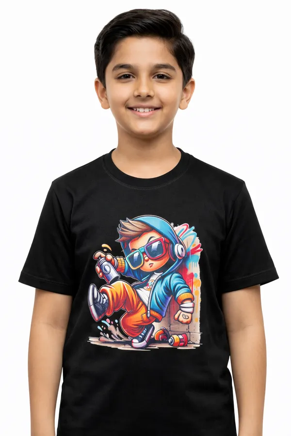 Black_100%_Cotton_Graphic_Dtf_Print_T_Shirt_For_Boys