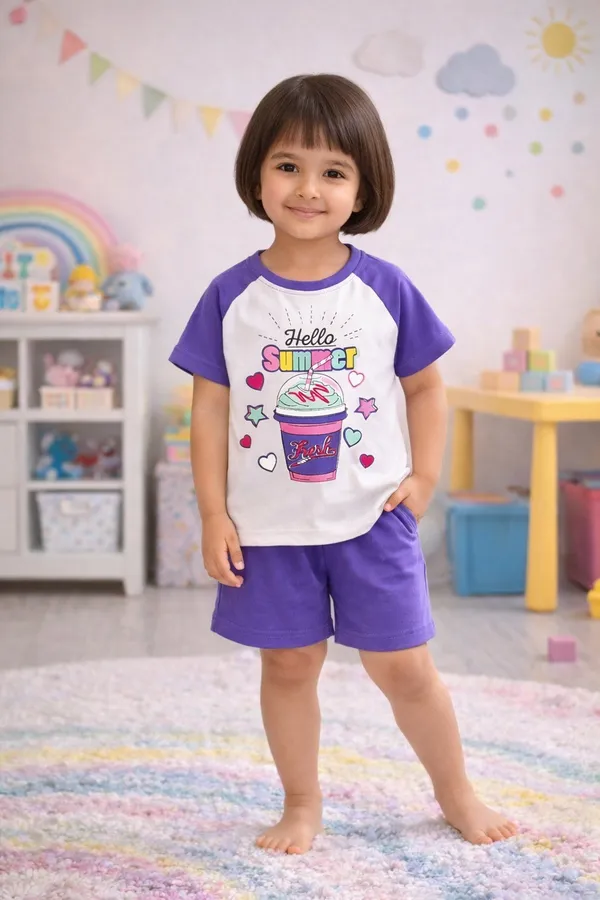 Colour_Block_Shorts_Set_For_Girls