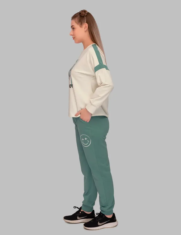 White_&_Sea_Green_Cotton_Smiley_Mama_acksuit_For_Mom