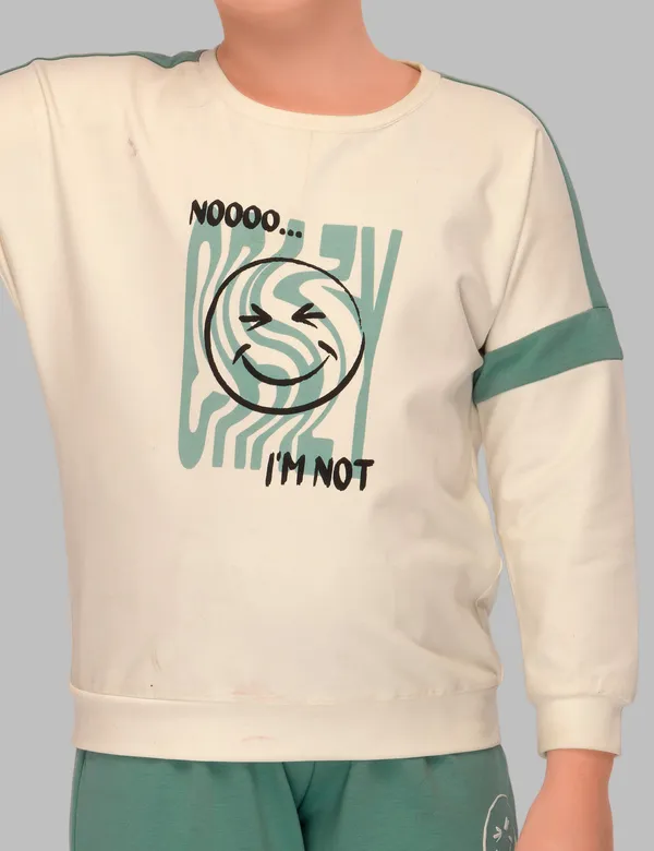White_&_Sea_Green_Cotton_Smiley_Mama_acksuit_For_Mom