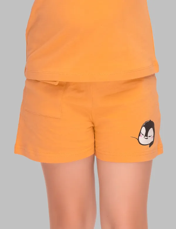 Orange_Printed_Shorts_Set_For_Girls