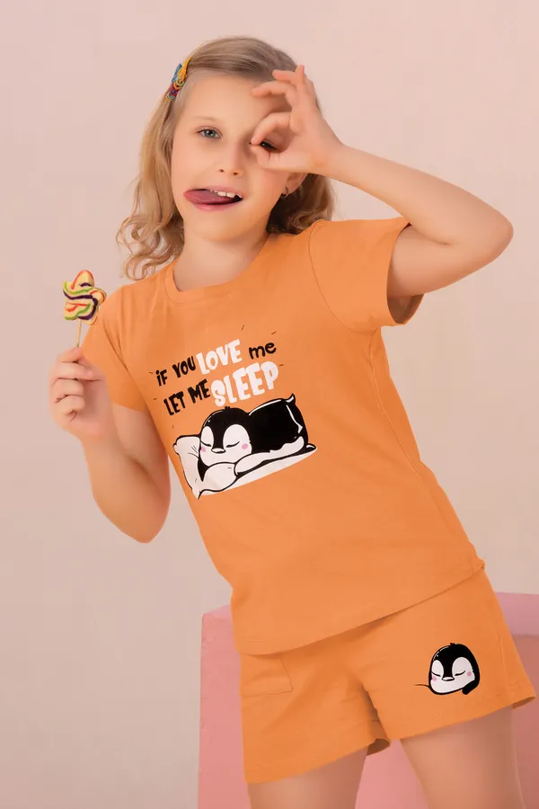 Orange_Printed_Shorts_Set_For_Girls