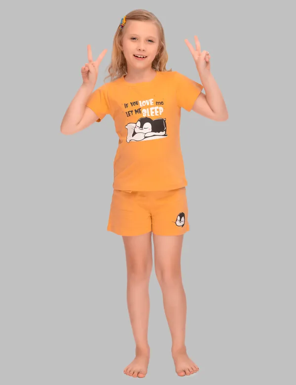 Orange_Printed_Shorts_Set_For_Girls